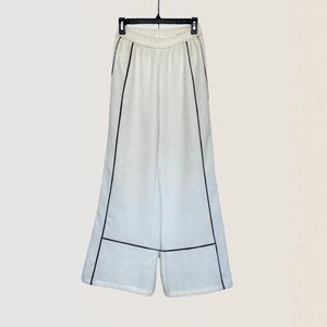La Ligne NYC | White linen pants with black stripe wide leg high waist | Size XS